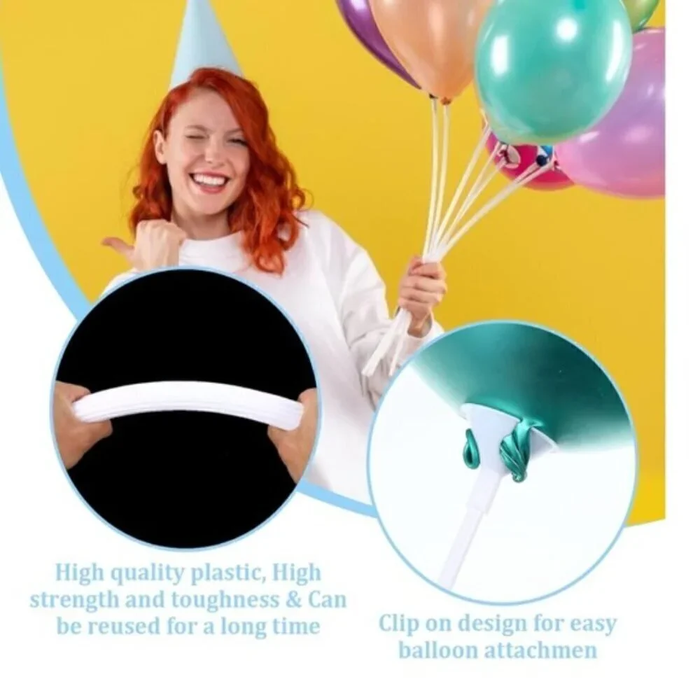 17 White Balloon Sticks for Parties